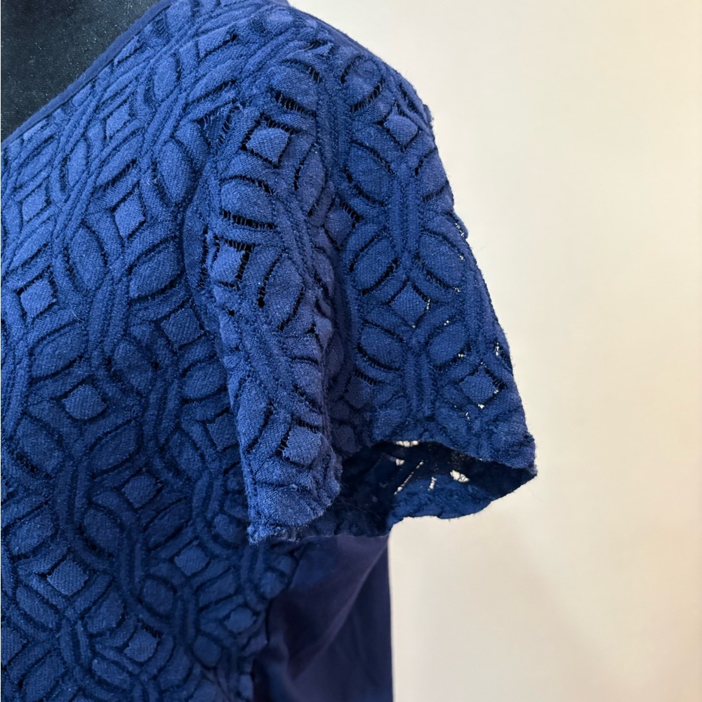 Market & Spruce Short Sleeve Navy Top - Picture 2 of 5